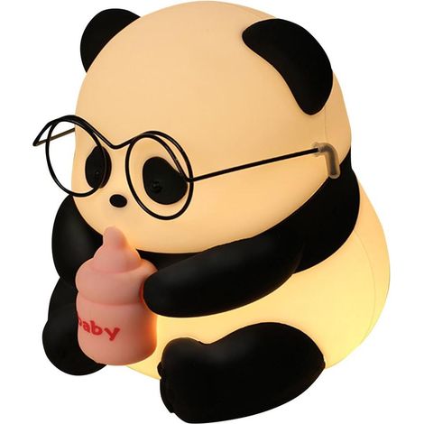 Children's Night Light, Cute Panda Glasses, Silicone LED Night Light, Soft Ambiance, Baby Room, Eye Care (1/3)