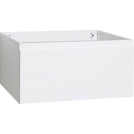 Mob-In – Meuble sous vasque simple 60 cm – Décor chêne et blanc laqué – Grand tiroir avec charnières à fermeture progressive – Pour salle de bain moderne (1/5)