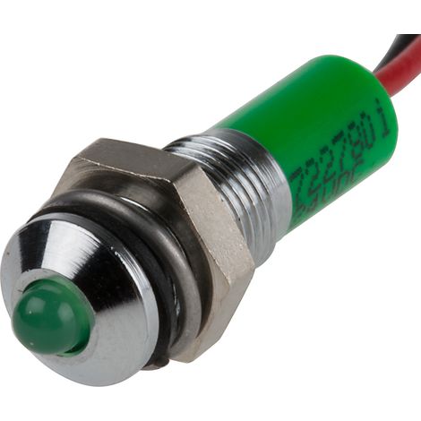 Voyant LED lumineux Vert RS PRO, dia. 6mm, 24V c.c., taille de la lampe 3 mm, IP67 ( Prix pour 1 )