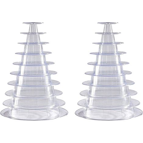 2 soportes para cupcakes de 10 niveles, soporte redondo para torre de macarons, soporte transparente para exhibición de pasteles para decoración de fiestas