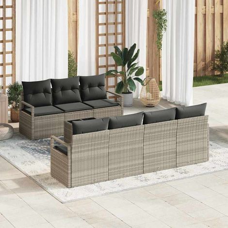 vidaXL Set di divani 8 pcs Grigio chiaro polyrattan (1/5)