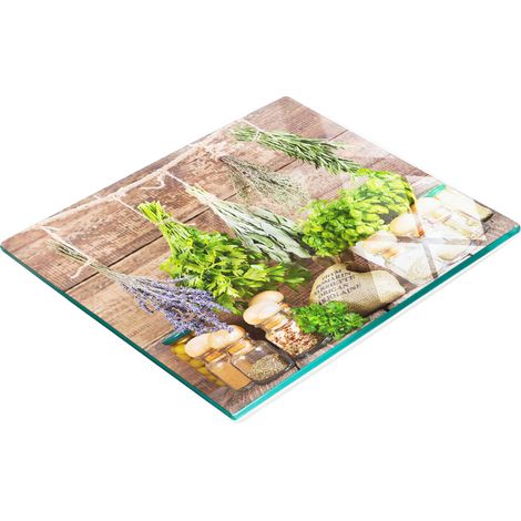 Tagliere e vassoio decorativo in vetro con cordino per erbe aromatiche 60x52 cm (1/5)