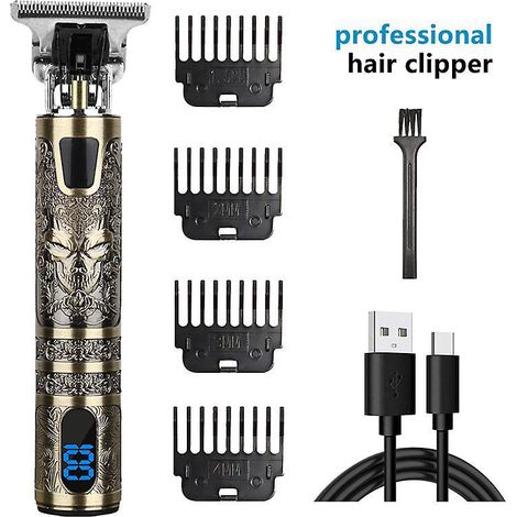 tondeuse Cheveux Hommes, Tondeuse Cheveux Professionnelle Sans Fil, Tondeuse Barbe Kit Homme Electriques, Cran Led, Rechargeable, Avec 4 Peignes, (1/5)