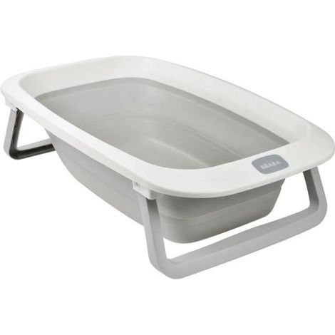 BÉABA - Faltbare Badewanne für Babys - Ultra kompakt - Rutschfeste Füße - Ablassstopfen - Eazy Pop Camélé'O - 29L - Grau