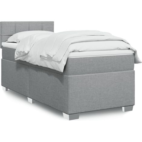 Boxspringbett mit Matratze Hellgrau 80x200 cm Stoff