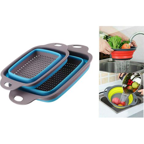 Set 2 scolapasta pieghevole flessibile richiudibile in silicone salva spazio (1/5)