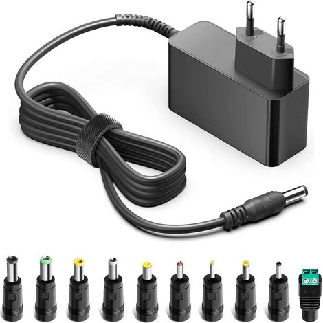 Dc15v 2A AC Adaptateur Chargeur avec 10 Prises de Conversion d'adaptateur d'alimentation pour Moniteur PC,Pistolet de Massage,15V Alimentation de l'appareil, Caméras, Boîte TV, Lecteur CD,Moniteur (1/5)