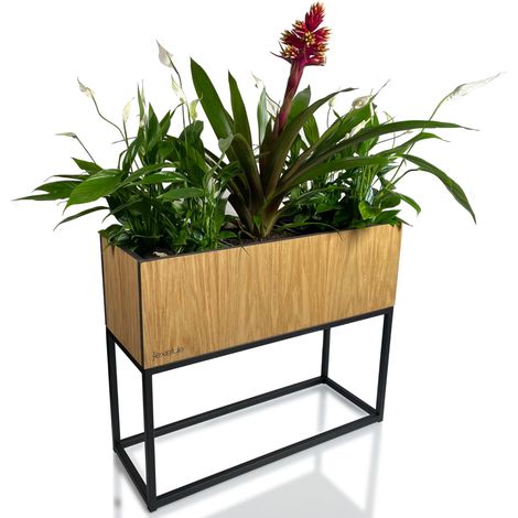 FIORINO Eichenholz-Blumenständer im Loft-Stil, 62 x 22 x 50 cm