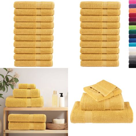 Premium-Handtücher SOLUND 10 Stk. Gold 100x200 cm 600 g/m² - Baumwolle - Handtücher - Badezimmertextilien - Strandtuch - Badetuch - Home & Living (1/5)