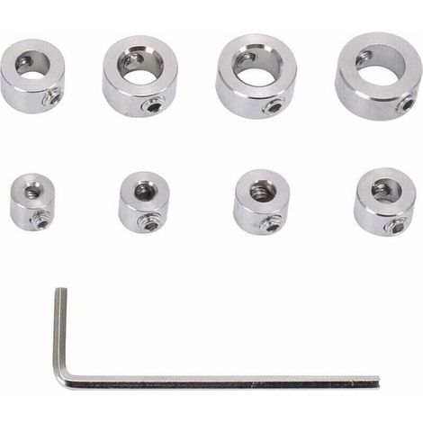 Fermo di profondità per foratura, 8 pezzi in acciaio inox, anello di arresto di profondità resistente con chiave esagonale, posizionatore per punte da trapano da 3 a 10 mm (1/4)
