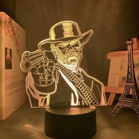 Veilleuse LED SBSG EKfperu - Lumière à illusion 3D - Cadeau Red Dead Redemption 2 - Lampe 3D acrylique pour la décoration de votre salle de jeux - Veilleuse RDR2 Arthur Morgan Fig