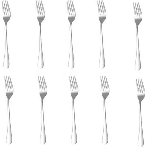 Set di 10 forchette in acciaio inox, forchette occidentali, forchette da tavola in acciaio inox, posate da dessert, utensili da cucina, 18,8 x 2,4 cm, per casa, cucina e ristorazione (1/5)