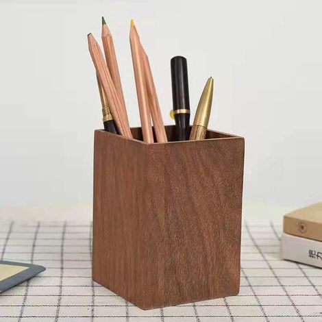 Porte-crayons en bois, pot à crayons de bureau, pot à crayons multifonction et table de travail (1/3)