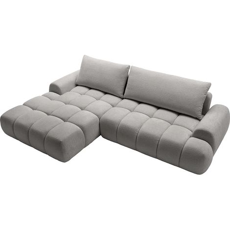 Divano letto angolare sinistro in ciniglia grigio FARNETA (1/5)
