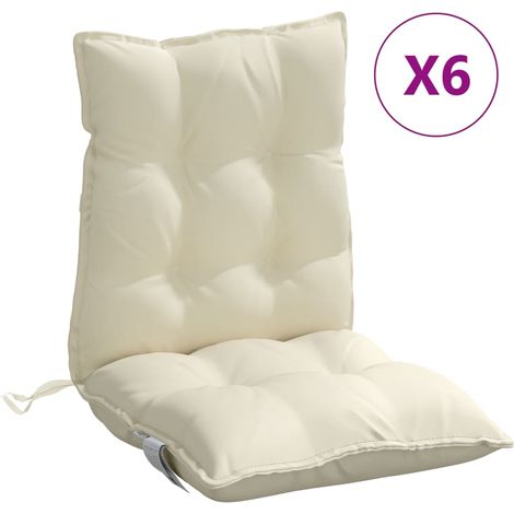 Coussins de chaise à dossier bas lot de 6 crème tissu oxford (1/5)