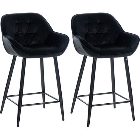 2er Set Barhocker Gibson Samt Sitzhöhe 76 cm schwarz