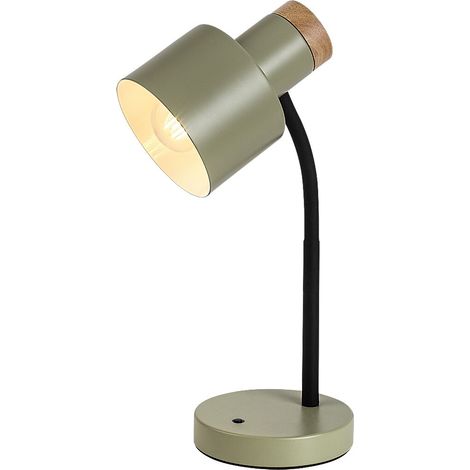 Lampe de bureau minimaliste Pastro noir kaki bois E27 20W Rabalux (1/5)