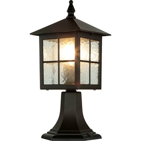 Stehlampe außen IP43 Schwarz E27 45 cm Glas Metall Rustikal Wegeleuchte Hof Haus