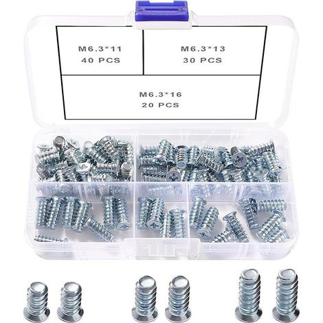 90 piezas M6.3 Kit de tornillos Euro, tornillo especial para muebles, tornillo de corredera, para puertas de armarios de cocina, armarios y bisagras de placard (1/5)
