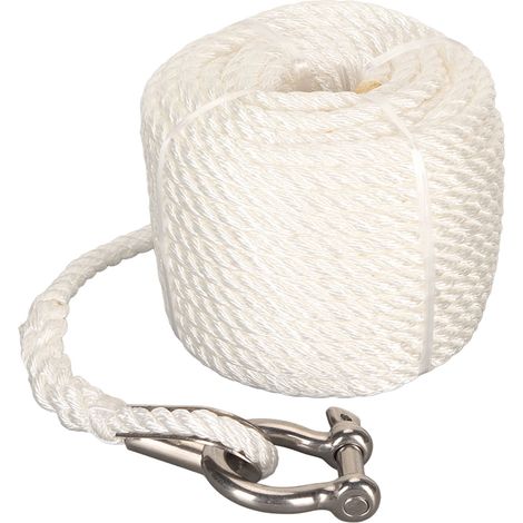 Lignes de quai de bateau en Nylon à Double tresse de 75 pieds, corde d'amarrage à Force de rupture de 1565 livres pour le levage de remorquage d'accostage. (1/4)