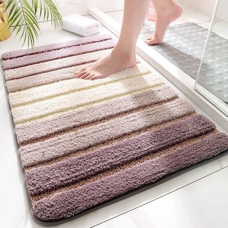 Alfombrilla de baño antideslizante color beige, 50 x 80 cm, ultrasuave, lavable a máquina y absorbente. - Crezuo