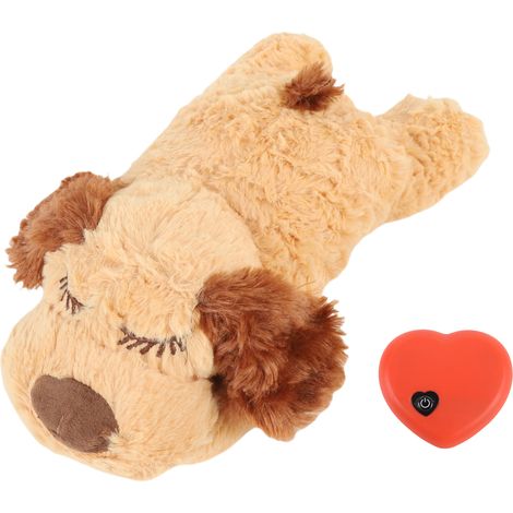 Jouets peluche interactifs chiots battement cœur animal peluche animaux aide comportementale sommeil apaisant marron (1/5)