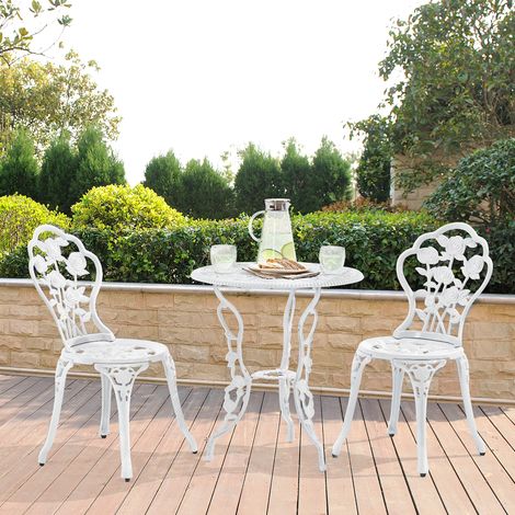 Set bistró de 3 piezas Wakefield aluminio fundido 62xØ59 cm Blanco [casa.pro] (1/5)