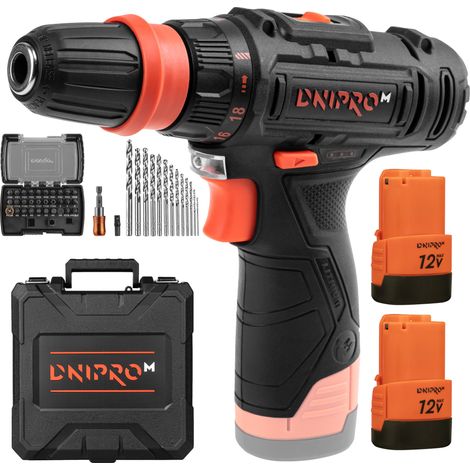 Perceuse-Visseuse sur Batterie 12V, 25 Nm, 2 Vitesses, 1350 tr/min, Lumière LED. Comprend 2 Batteries 2Ah, Chargeur Rapide, Forets (1/5)