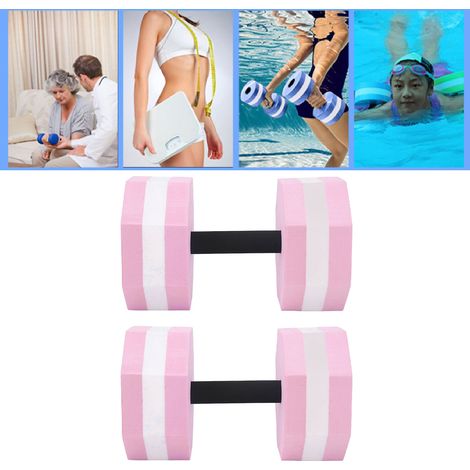 Mancuernas acuáticas de EVA – Juego de 2 piezas, alta densidad, forma de diamante, rosa y blanco, para mujeres y hombres – Fitness, piscina, gimnasia acuática, rehabilitación (1/5)
