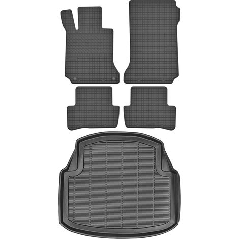Juego de alfombrillas de goma para coche y alfombrilla para maletero para Mercedes Clase C III W204 Sedán/Limusina (2007-2014).
