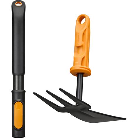 Cabezal de azada de jardín FISKARS ONECLICK con horquilla de 5 cm + mango de 29 cm