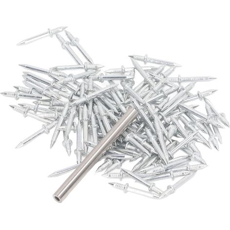 Clou à Plinthe, 101 Pièces, Ensemble de Clous à Plinthe avec Outil à Manchon, Clous à Double Tête sans Soudure en Acier au Carbone pour l'installation de Plinthes et de Vis à Bois