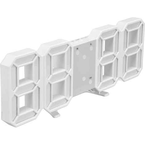Horloge murale LED numérique blanc, réveil électronique à commande vocale, alimentation USB (sans pile, livré sans batterie) (1/5)