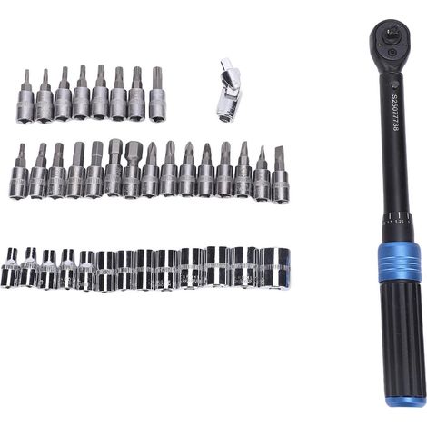 Clé dynamométrique à déclenchement 3/8 pouce acier CrV 5-60Nm coffret 38 embouts 72 dents pour entretien auto et mécanique (1/5)