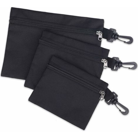 Lot de 3 sacs à outils en toile pour ranger pinces, clés, tournevis, petits outils pratiques et pièces de réparation de voiture/moto/vélo, excellent sac à fermeture éclair pour électricien, outils cad (1/5)