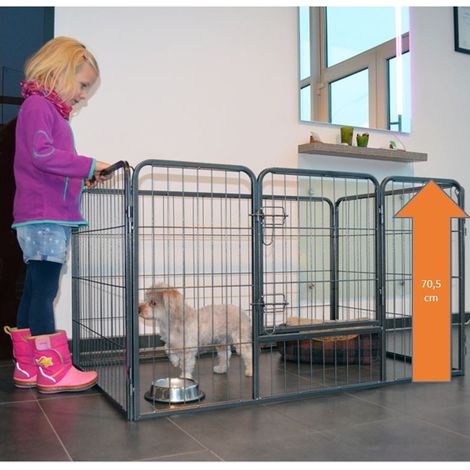 Enclos pour chiens 70,5cm – Métal peint – Extensible – Clôture intérieure et extérieure avec porte – Double verrouillage – Bb-Loisiram (1/5)