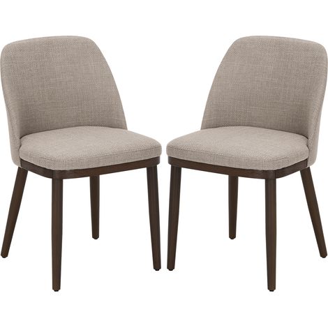 Colamy – Lot de 2 chaises de salle à manger – Dossier haut à oreilles – Tissu doux et mousse dense – Structure en bois massif – Blanc (1/5)