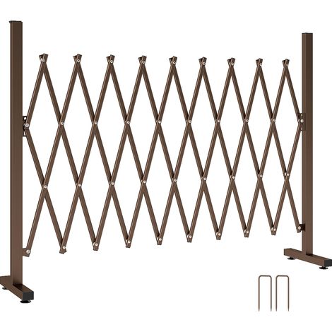 Clôture de jardin à largeur réglable, métal et aluminium, 250 x 31 x 103,5 cm, marron (1/5)