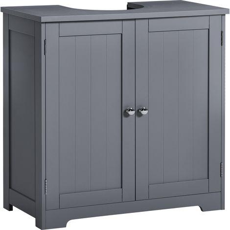 Priano 2 Door Under Sink Cabinet Bathroom Cupboard Storage Unit, Grey (1/5)