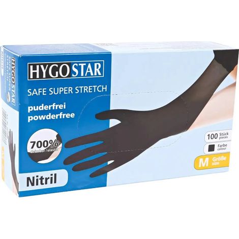 Hygostar "Safe Super Stretch" Nitril-Handschuhe Schwarz 100 Stück (1/3)