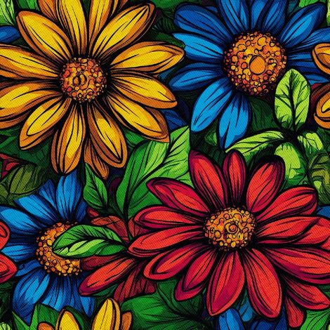 Outdoor dekostoffe oxford - Motiv Bunte Blumen DX18036 (1/5)