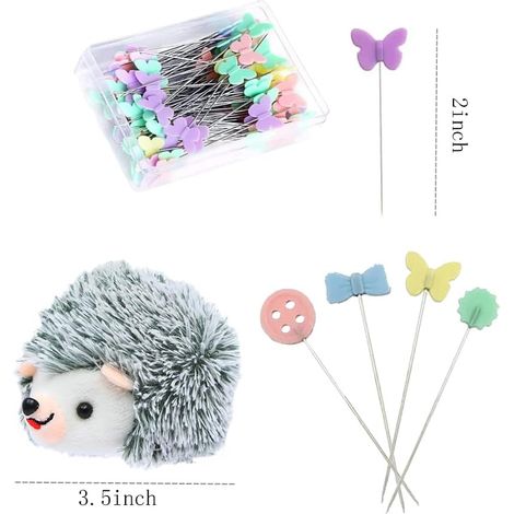 Coussin à Aiguilles en Forme de Hérisson,200 Pièces Épingles à Couture Accessoires de Couture avec Hérisson en Forme de Coussin Décoratives Quilting Pins pour Projets De Couture (1/5)