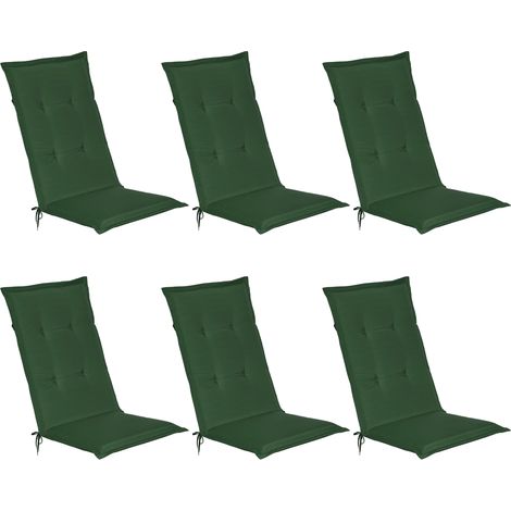 6er Set Beautissu Hochlehner Auflage Loft HL 120x50x6cm	dunkelgrün