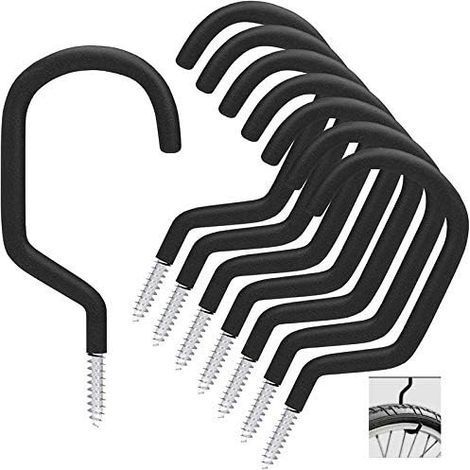 Crochet de vélo 8 pièces, support de vélo adapté à une utilisation polyvalente, à visser, pour abri, garage, jardin, revêtement plastique pour support mural/plafond (1/5)