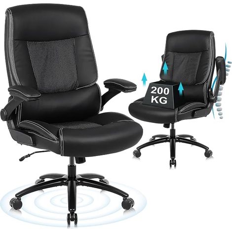 Chaise de bureau noire Youhauchair (capacité de charge de 200 kg adaptée aux personnes de forte corpulence)
Un fauteuil de bureau de direction doté d'un revêtement en similicuir (PU), d'un design erg (1/5)