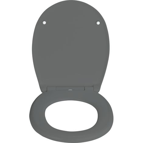WENKO Copriwater con freno di caduta "easy close" Vorno Neo, copriwater sganciabile con fissaggio in acciaio inox "fix clip", Duroplast, superficie antibatterica, 37x46 cm, grigio