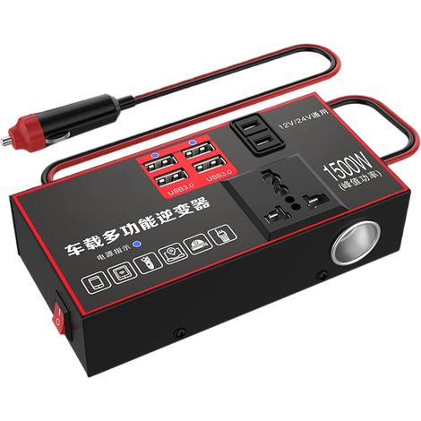 Invertisseur de voiture 1500W - Adaptateur électrique multi-port avec prise 220 V pour l'automobile Compatible USB et peut charger des ordinateurs portables et des appareils électriques, ce qui le r (1/5)