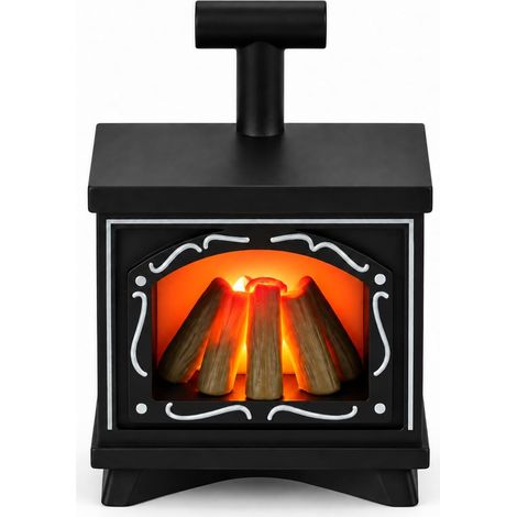 Cheminée Miniature LED 1:12 Noire, Effet Flamme Réaliste ABS, Accessoire Maison de Poupée Noël (1/5)