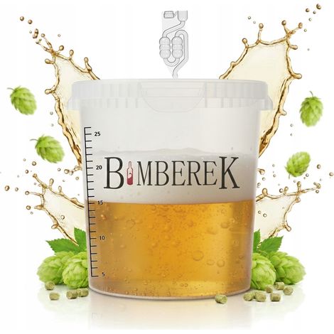 Recipiente de fermentación de 33 l con tubo, cubo incoloro para aguardiente, vino y cerveza. (1/5)