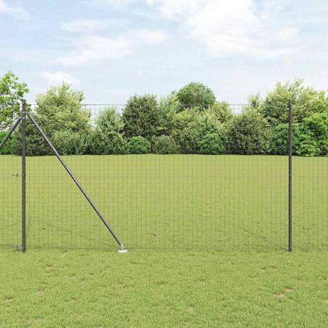 Zaun mit Pfosten Grau 1,5 x 10 m Stahl und PVC